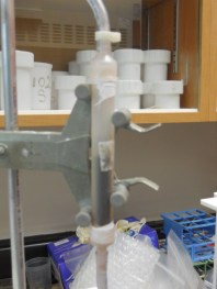 Close up of the column that contains the resin. The resin is particularly sticky to cesium, trapping ~95% of all cesium ions that pass through it. 